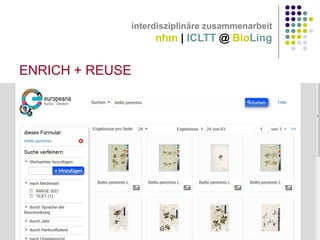 interdisziplinäre zusammenarbeit

nhm | ICLTT @ BioLing

ENRICH + REUSE

 