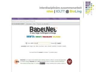 interdisziplinäre zusammenarbeit

nhm | ICLTT @ BioLing

 