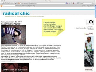 Ejemplo de blog  (no funcional) en  plantilla Blogger (google)  con banners de medidas  estándar IAB, servidos por ad-server propio. 