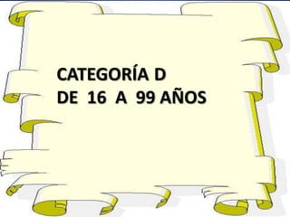 CATEGORÍA D
DE 16 A 99 AÑOS
 