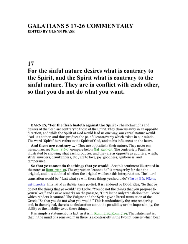 Galatians 5 17 26 commentary | PDF | Christianity | Religion & Spirituality