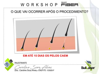 O QUE VAI OCORRER APÓS O PROCEDIMENTO?
EM ATÉ 15 DIAS OS PELOS CAEM
 