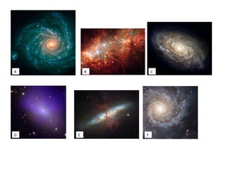 CBA               EFD                   Galaxy Picture Sort- 1- Cut out all the pictures of the galaxies.   2-  Sort them by their shape.   3- Staple them in the appropriate box under the row ‘Memory Clue’. Throw away your trash. If you are finished, hand in your work. If not completed, finish for homework! IHG               JLK                          