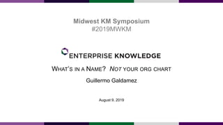 WHAT’S IN A NAME? NOT YOUR ORG CHART
Guillermo Galdamez
August 9, 2019
Midwest KM Symposium
#2019MWKM
 
