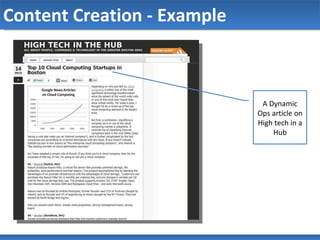 Content Creation - Example A Dynamic Ops article on High tech in a Hub 