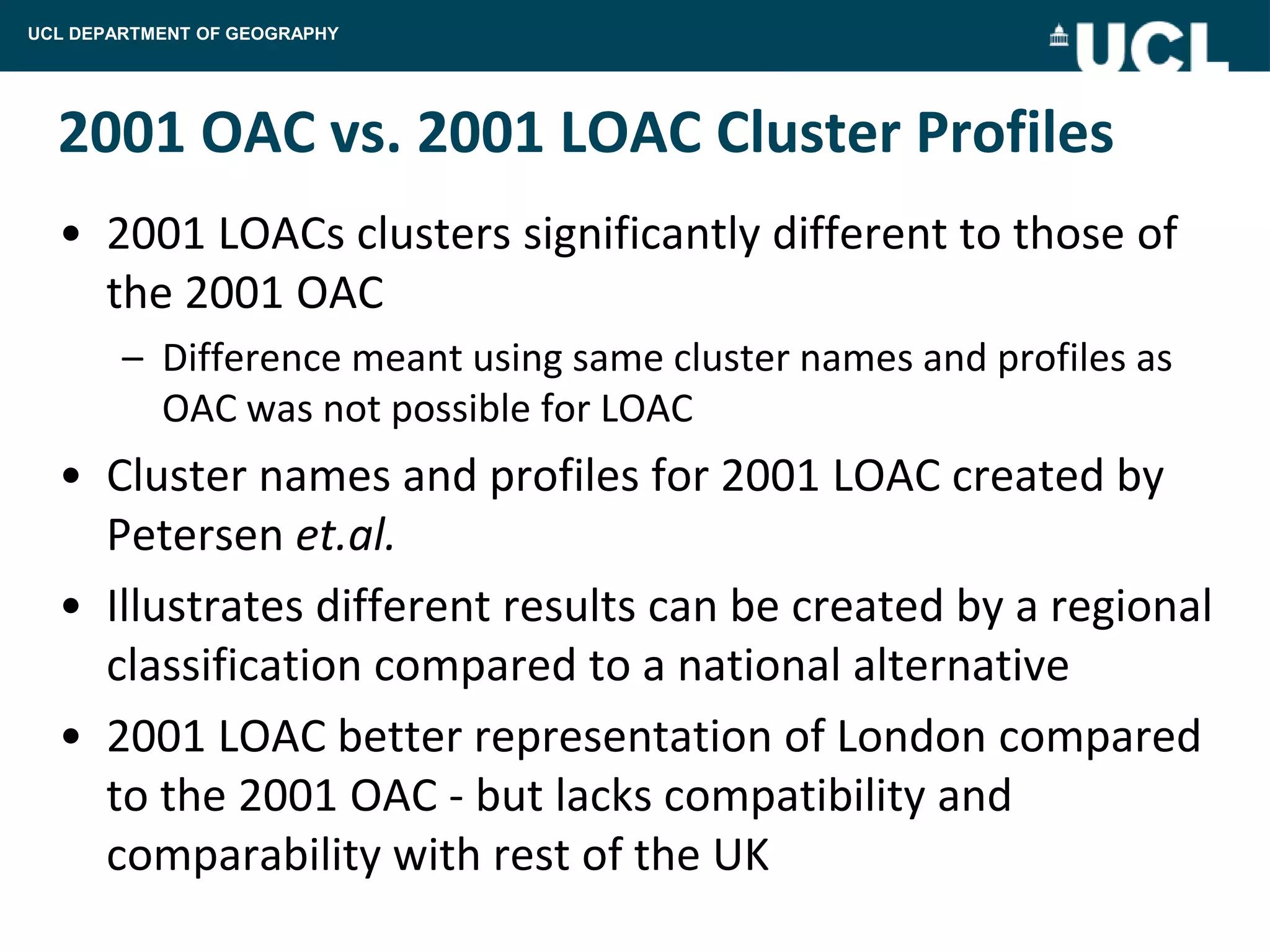 Geodemographic Output Area Classifications for London, 2001-2011 | PPTX