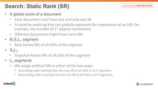 Search: Early Termination (ET) 
• Segment Level ET 
• Depending 
on 
the 
ordering 
of 
sta9c 
ranking 
assignment 
of 
L ...