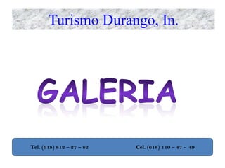 Turismo Durango, In. Galeria Tel. (618) 812 – 27 – 82                                Cel. (618) 110 – 47 -  49 