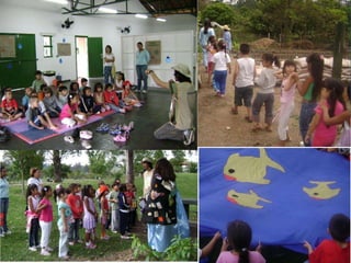 Atividades lúdicas com criancas de 4 a 6 anos na monitoria  em Educaçào Ambiental do DEA, sob minha cordenação com grande participaçào de toda equipe. Personagens  como a “Yara” e o “Caipira” conduziam os participantes por diversos espaços do parque.  Ciranda e observação da qualidade das águas eram outras atrações neste roteiro. Realização: DEA-SEMA-Prefeitura de Embu das Artes. Fotos: Gel Bustamante. 