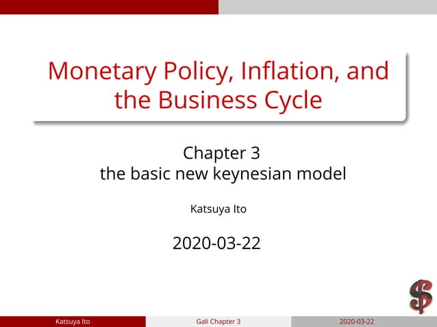 Gali3章Monetary Policy, Inflation, and the Business Cycle~the basic new