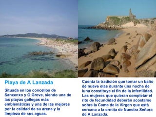 Playa de A Lanzada Situada en los concellos de Sanxenxo y O Grove, siendo una de las playas gallegas más emblemáticas y un...