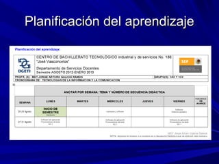 Planificación del aprendizaje
 