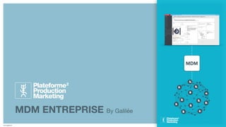 Marketing
Production
Plateforme2
MDM ENTREPRISE By Galilée
www.galilee.fr
MDM
Marketing
Production
Plateforme2
 