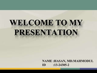 NAME :HASAN, MD.MAHMODUL
ID :13-24305-2
 