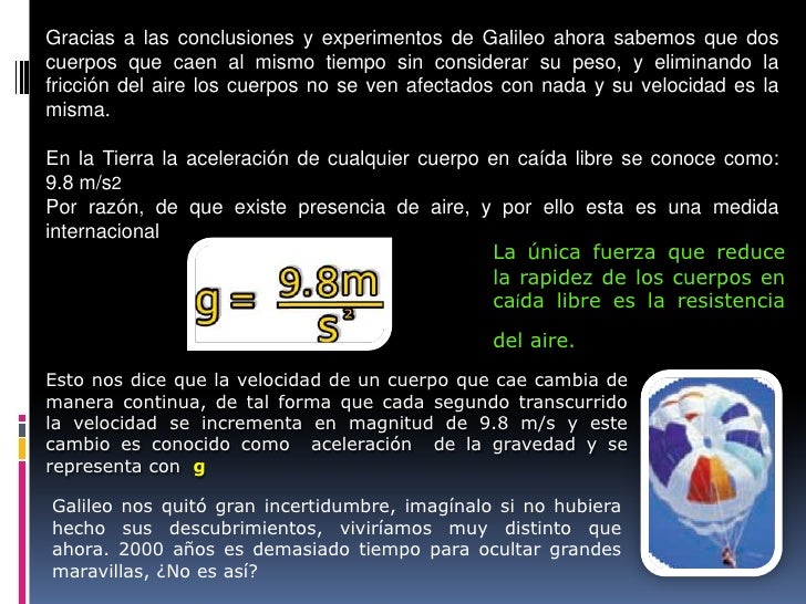 Galileo caida libre de los cuerpos