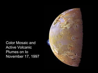 Color Mosaic and Active Volcanic Plumes on Io November 17, 1997 