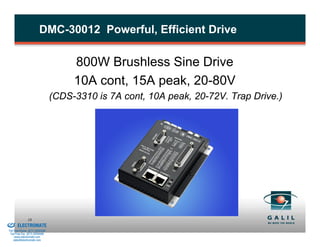 DMC-30012 Powerful, Efficient Drive

                                               800W Brushless Sine Drive
                                               10A cont, 15A peak, 20-80V
                                          (CDS-3310 is 7A cont, 10A peak, 20-72V. Trap Drive.)




& Serviced By:
                        18
                 ELECTROMATE
          Toll Free Phone (877) SERVO98
           Toll Free Fax (877) SERV099
                www.electromate.com
               sales@electromate.com
 