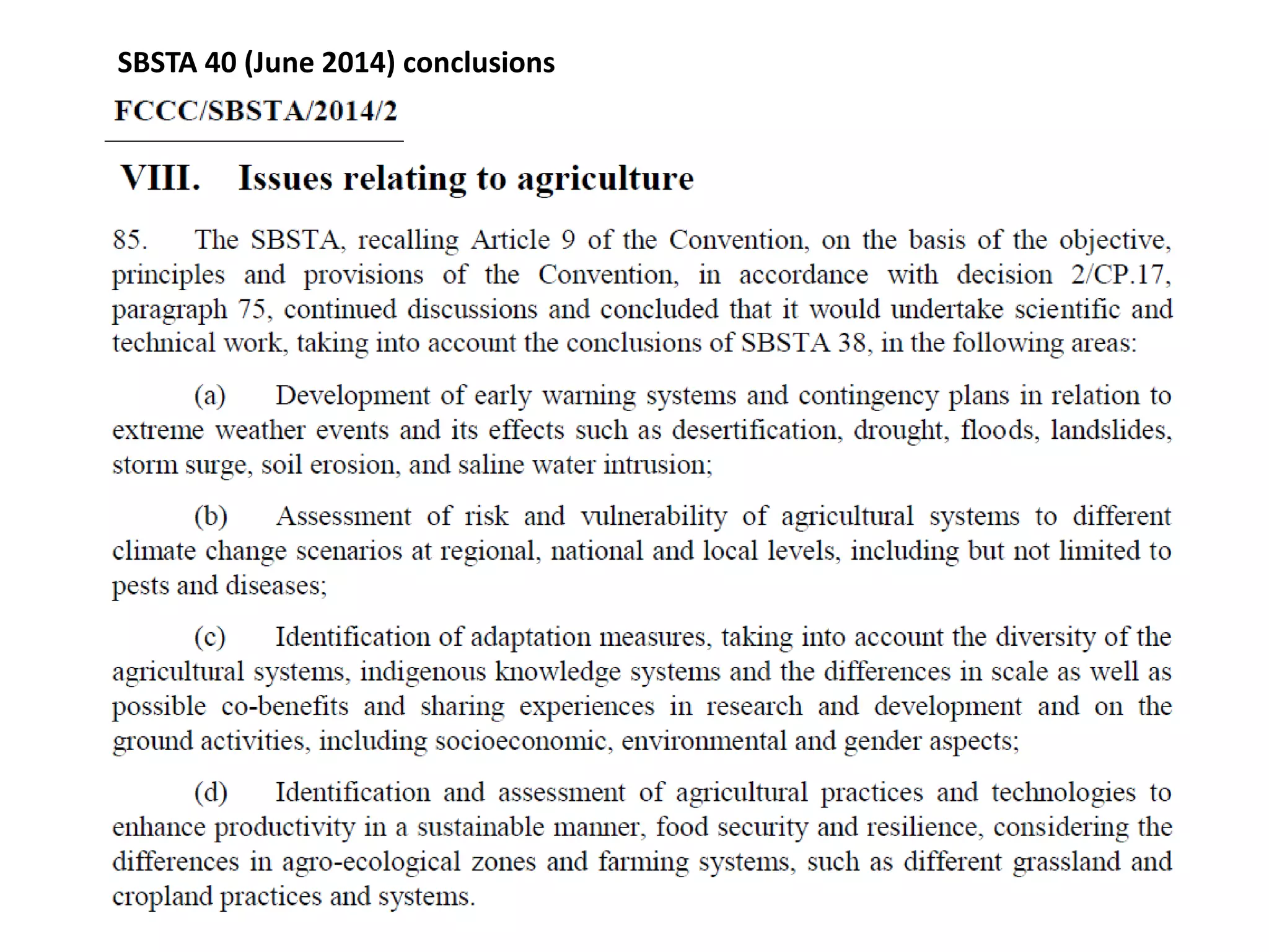 SBSTA 40 (June 2014) conclusions