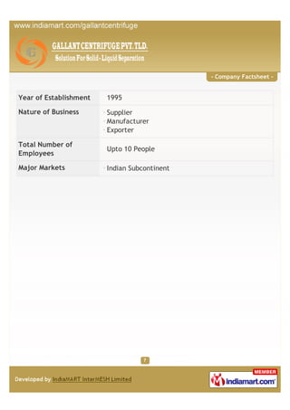 - Company Factsheet -


Year of Establishment   1995

Nature of Business      Supplier
                        Manufacture...