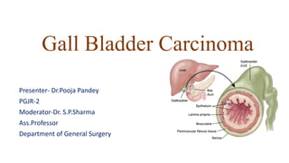 Gall Bladder Carcinoma
Presenter- Dr.Pooja Pandey
PGJR-2
Moderator-Dr. S.P.Sharma
Ass.Professor
Department of General Surgery
 