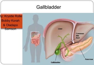 Gallbladder
By: Krystle Rolle
 Bobby Korah
  & Oladapo
    Samson
 