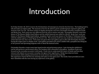 Introduction Ica Exploring the ICA (Institute of Contemporary Art) | PDF