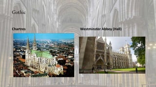 Gothic
Chartres Westminster Abbey (Hall)
 