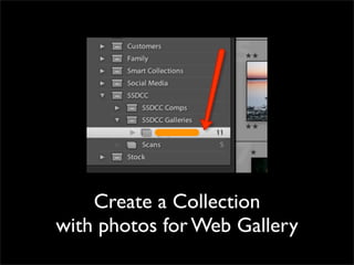Create a Collection
with photos for Web Gallery
 