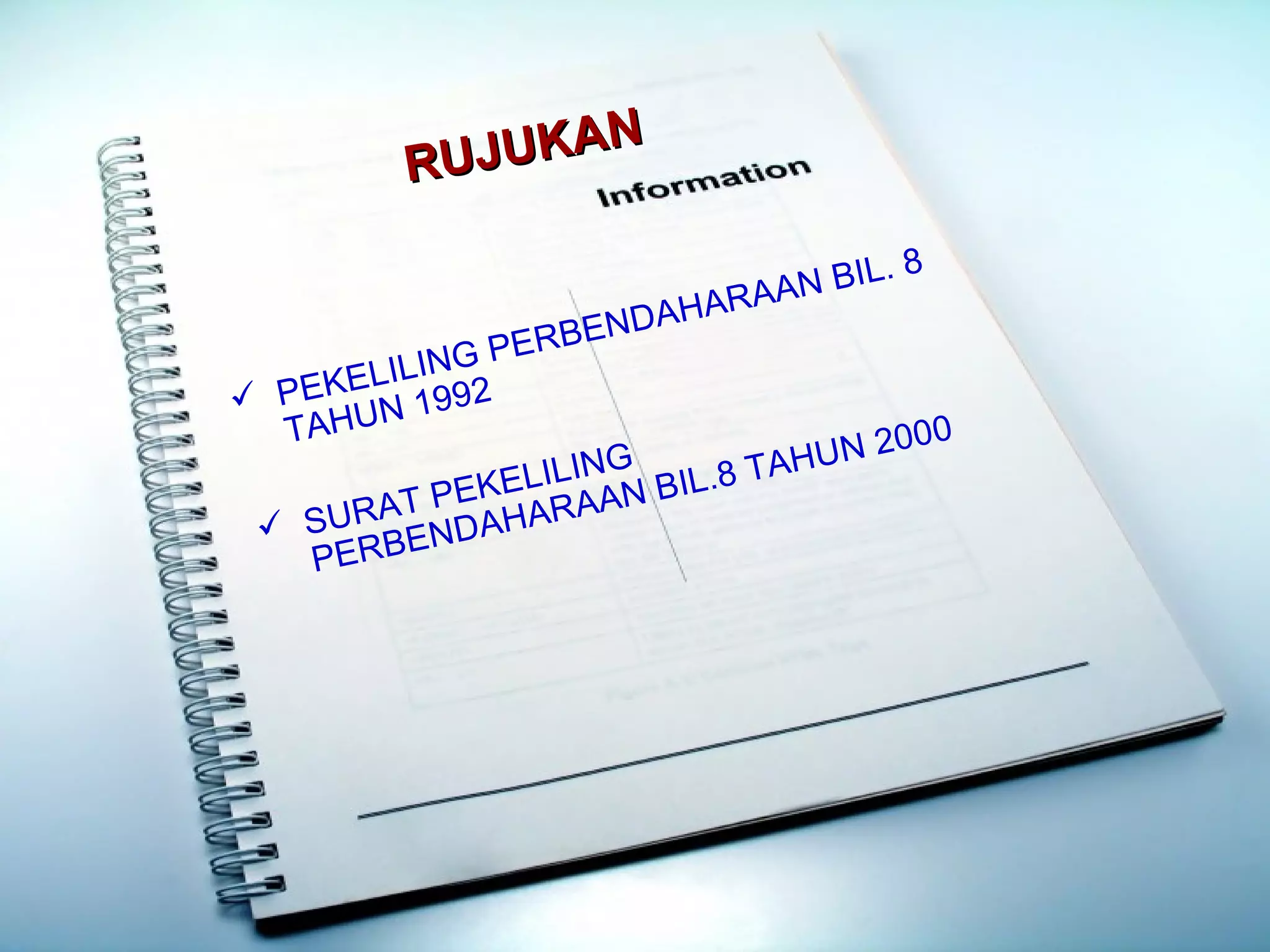 What Is Internal Control?
Control Environment
Control activities
Risk Assessment
Information /
Communication
Monitoring
Process that assesses
quality of internal
controls over time
 PEKELILING PERBENDAHARAAN BIL. 8
TAHUN 1992
 SURAT PEKELILING
PERBENDAHARAAN BIL.8 TAHUN 2000
RUJUKAN
RUJUKAN
 