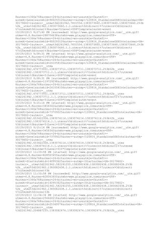 8&utmsr=1366x768&utmsc=24-bit&utmul=en-us&utmje=0&utmfl=- 
&utmdt=Levels&utmhid=900293126&utmr=-&utmp=/120816_StandaloneOSXIntel&utmac=UA- 
30179602-1&utmcc=__utma%3d2261942.7831554.1383073660.1383073660.1383073660.2%3b 
%2b__utmz%3d2261942.1383073660.1.1.utmcsr%3d(direct)%7cutmccn%3d(direct) 
%7cutmcmd%3d(none)%3b&utme=5(Level+008*Complete)&utmt=event 
10/29/2013 9:07:40 PM [succeeded] http://www.google-analytics.com/__utm.gif? 
utmwv=4.8.8&utmn=288704638&utmhn=www.playsplice.com&utmcs=UTF- 
8&utmsr=1366x768&utmsc=24-bit&utmul=en-us&utmje=0&utmfl=- 
&utmdt=Levels&utmhid=900293126&utmr=-&utmp=/120816_StandaloneOSXIntel&utmac=UA- 
30179602-1&utmcc=__utma%3d2261942.7831554.1383073660.1383073660.1383073660.2%3b 
%2b__utmz%3d2261942.1383073660.1.1.utmcsr%3d(direct)%7cutmccn%3d(direct) 
%7cutmcmd%3d(none)%3b&utme=5(Level+008*Complete)&utmt=event 
10/29/2013 9:08:31 PM [started] http://www.google-analytics.com/__utm.gif? 
utmwv=4.8.8&utmn=119729298&utmhn=www.playsplice.com&utmcs=UTF- 
8&utmsr=1366x768&utmsc=24-bit&utmul=en-us&utmje=0&utmfl=- 
&utmdt=Levels&utmhid=241058106&utmr=-&utmp=/120816_StandaloneOSXIntel&utmac=UA- 
30179602-1&utmcc=__utma 
%3d2261942.476773931.1383073711.1383073711.1383073711.2%3b%2b__utmz 
%3d2261942.1383073711.1.1.utmcsr%3d(direct)%7cutmccn%3d(direct)%7cutmcmd 
%3d(none)%3b&utme=5(Level+009*Complete)&utmt=event 
10/29/2013 9:08:31 PM [succeeded] http://www.google-analytics.com/__utm.gif? 
utmwv=4.8.8&utmn=119729298&utmhn=www.playsplice.com&utmcs=UTF- 
8&utmsr=1366x768&utmsc=24-bit&utmul=en-us&utmje=0&utmfl=- 
&utmdt=Levels&utmhid=241058106&utmr=-&utmp=/120816_StandaloneOSXIntel&utmac=UA- 
30179602-1&utmcc=__utma 
%3d2261942.476773931.1383073711.1383073711.1383073711.2%3b%2b__utmz 
%3d2261942.1383073711.1.1.utmcsr%3d(direct)%7cutmccn%3d(direct)%7cutmcmd 
%3d(none)%3b&utme=5(Level+009*Complete)&utmt=event 
10/29/2013 9:15:14 PM [started] http://www.google-analytics.com/__utm.gif? 
utmwv=4.8.8&utmn=3456342&utmhn=www.playsplice.com&utmcs=UTF- 
8&utmsr=1366x768&utmsc=24-bit&utmul=en-us&utmje=0&utmfl=- 
&utmdt=Levels&utmhid=73709225&utmr=-&utmp=/120816_StandaloneOSXIntel&utmac=UA- 
30179602-1&utmcc=__utma 
%3d2261942.653422304.1383074114.1383074114.1383074114.2%3b%2b__utmz 
%3d2261942.1383074114.1.1.utmcsr%3d(direct)%7cutmccn%3d(direct)%7cutmcmd 
%3d(none)%3b&utme=5(Level+010*Complete)&utmt=event 
10/29/2013 9:15:14 PM [succeeded] http://www.google-analytics.com/__utm.gif? 
utmwv=4.8.8&utmn=3456342&utmhn=www.playsplice.com&utmcs=UTF- 
8&utmsr=1366x768&utmsc=24-bit&utmul=en-us&utmje=0&utmfl=- 
&utmdt=Levels&utmhid=73709225&utmr=-&utmp=/120816_StandaloneOSXIntel&utmac=UA- 
30179602-1&utmcc=__utma 
%3d2261942.653422304.1383074114.1383074114.1383074114.2%3b%2b__utmz 
%3d2261942.1383074114.1.1.utmcsr%3d(direct)%7cutmccn%3d(direct)%7cutmcmd 
%3d(none)%3b&utme=5(Level+010*Complete)&utmt=event 
10/29/2013 11:33:58 PM [started] http://www.google-analytics.com/__utm.gif? 
utmwv=4.8.8&utmn=828563455&utmhn=www.playsplice.com&utmcs=UTF- 
8&utmsr=1366x768&utmsc=24-bit&utmul=en-us&utmje=0&utmfl=- 
&utmdt=Start&utmhid=140953625&utmr=-&utmp=/Start&utmac=UA-30179602- 
1&utmcc=__utma%3d2261942.582241255.1383082438.1383082438.1383082438.2%3b 
%2b__utmz%3d2261942.1383082438.1.1.utmcsr%3d(direct)%7cutmccn%3d(direct) 
%7cutmcmd%3d(none)%3b 
10/29/2013 11:33:58 PM [succeeded] http://www.google-analytics.com/__utm.gif? 
utmwv=4.8.8&utmn=828563455&utmhn=www.playsplice.com&utmcs=UTF- 
8&utmsr=1366x768&utmsc=24-bit&utmul=en-us&utmje=0&utmfl=- 
&utmdt=Start&utmhid=140953625&utmr=-&utmp=/Start&utmac=UA-30179602- 
1&utmcc=__utma%3d2261942.582241255.1383082438.1383082438.1383082438.2%3b 
%2b__utmz%3d2261942.1383082438.1.1.utmcsr%3d(direct)%7cutmccn%3d(direct) 
%7cutmcmd%3d(none)%3b 
10/29/2013 11:34:34 PM [started] http://www.google-analytics.com/__utm.gif? 
utmwv=4.8.8&utmn=256660218&utmhn=www.playsplice.com&utmcs=UTF- 
8&utmsr=1366x768&utmsc=24-bit&utmul=en-us&utmje=0&utmfl=- 
&utmdt=Levels&utmhid=25340074&utmr=-&utmp=/120816_StandaloneOSXIntel&utmac=UA- 
30179602-1&utmcc=__utma 
%3d2261942.204887155.1383082474.1383082474.1383082474.2%3b%2b__utmz 
 