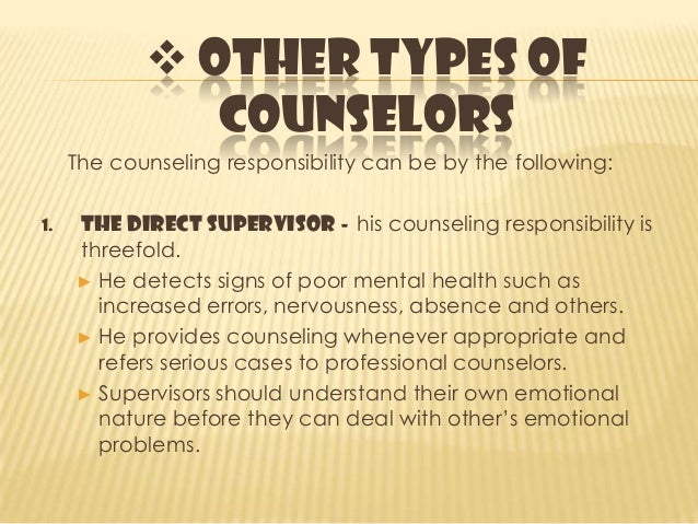 types of counseling