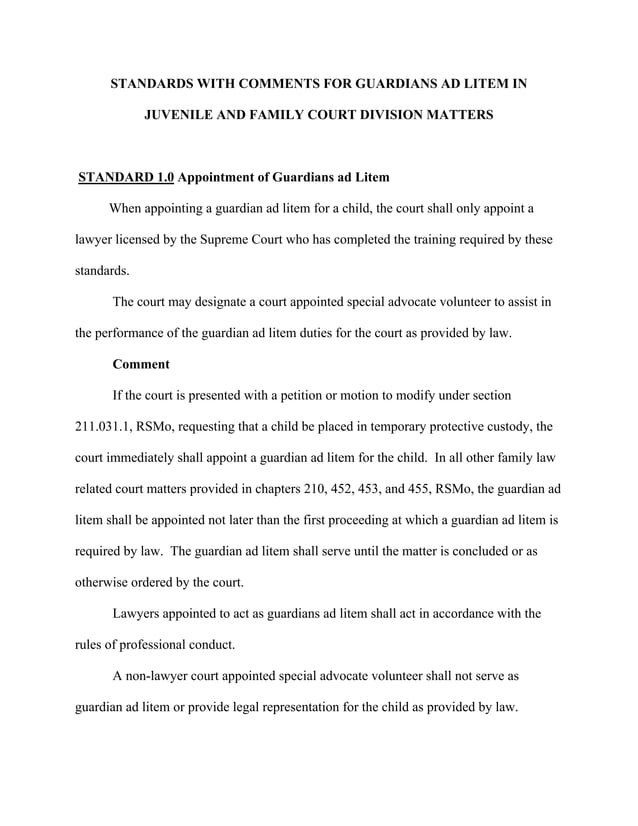 Missouri Supreme Court Guardian Ad Litem Standards PDF