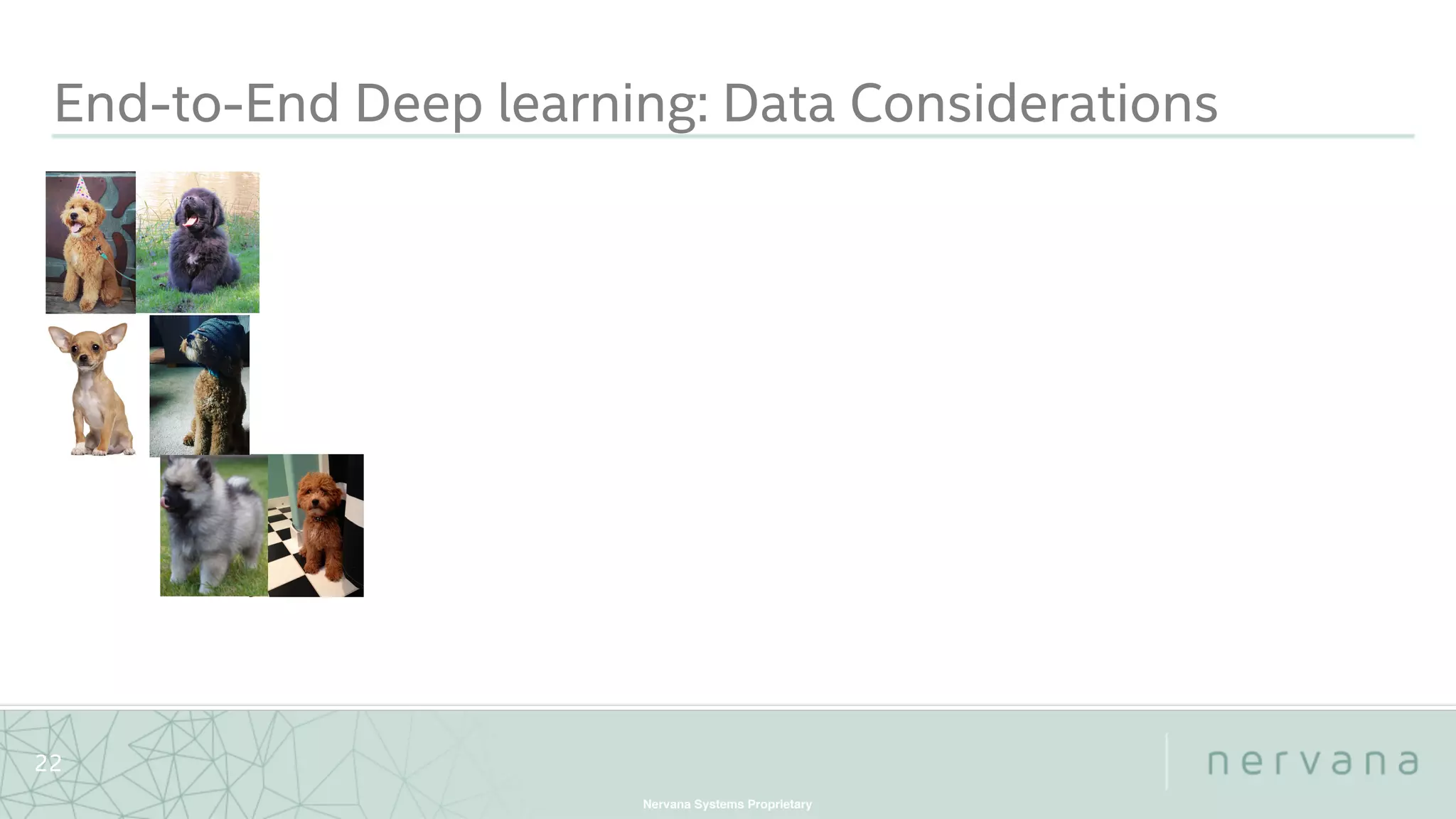Nervana Systems Proprietary
22
End-to-End Deep learning: Data Considerations
 