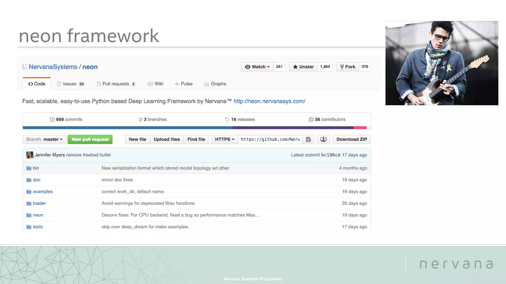 Nervana Systems Proprietary
neon framework
 
