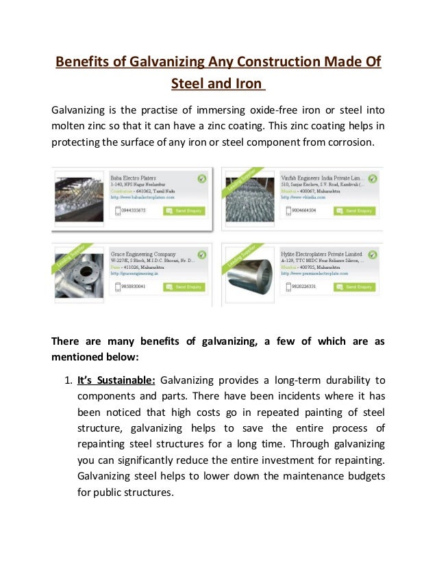 Benefits of Galvanizing Any Construction Made Of Steel and Iron