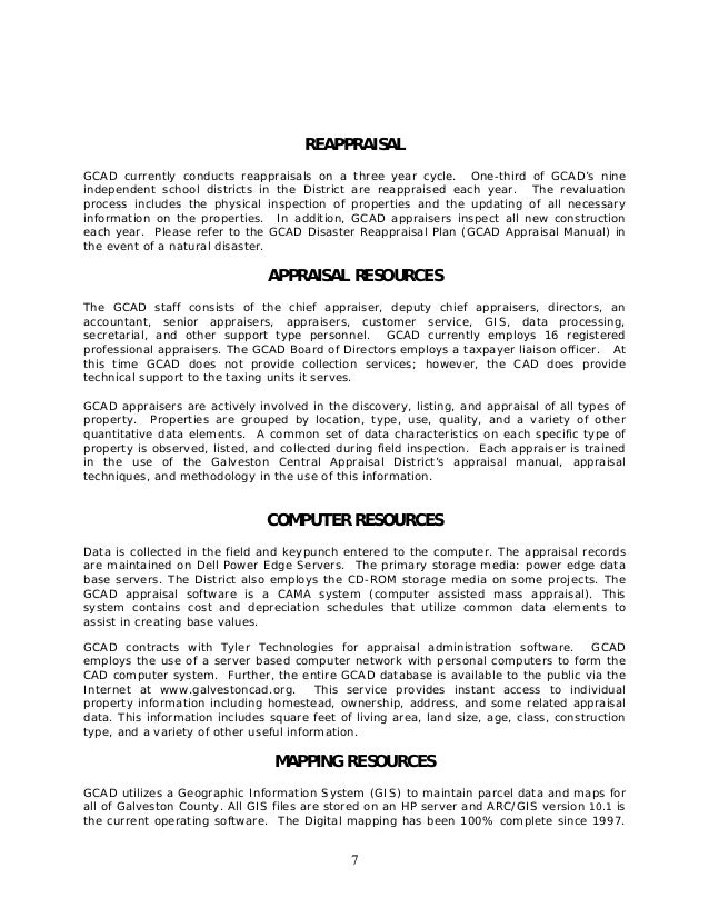 Galveston central appraisal district reappraisalplan 2015 2016