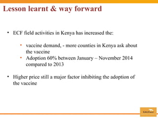 Commercial distribution of ECF-ITM vaccine in East Africa and Malawi
