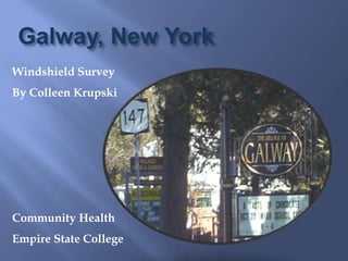Galway, New York
Windshield Survey
By Colleen Krupski




Community Health
Empire State College
 