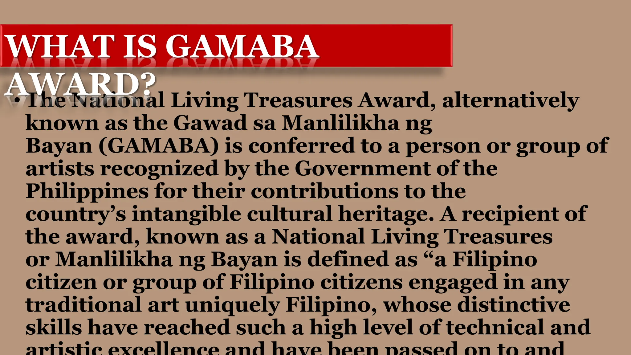 Gawad sa Manlilikha ng Bayan Awardee and their Arts | PPTX