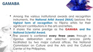 LESSON: 4 GAMABA and NATIONAL ARTIST AWARD | PPTX