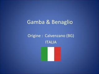 Gamba & Benaglio  Origine :  Calvenzano (BG) ITALIA 