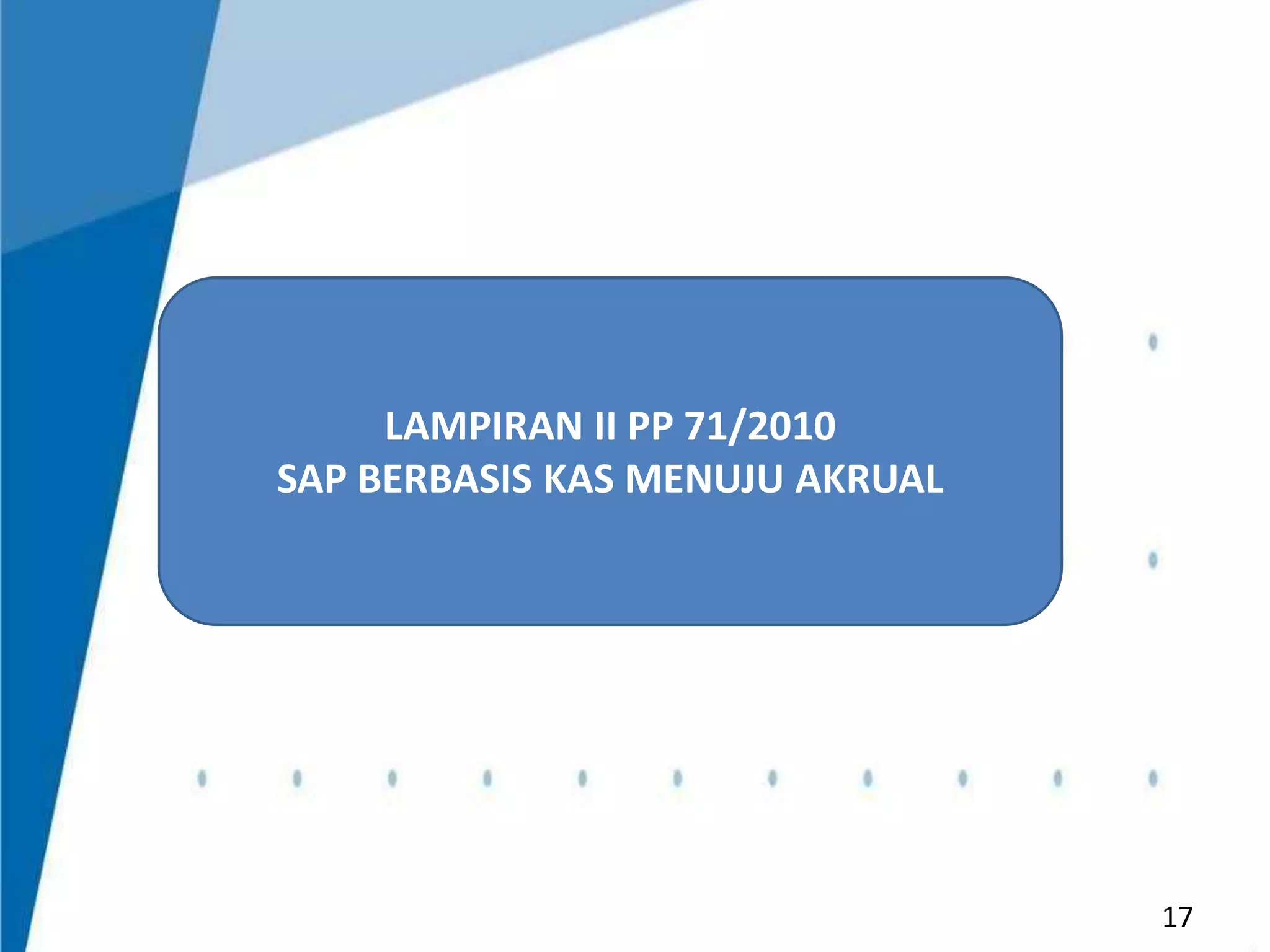 LAMPIRAN II PP 71/2010
SAP BERBASIS KAS MENUJU AKRUAL

17

 
