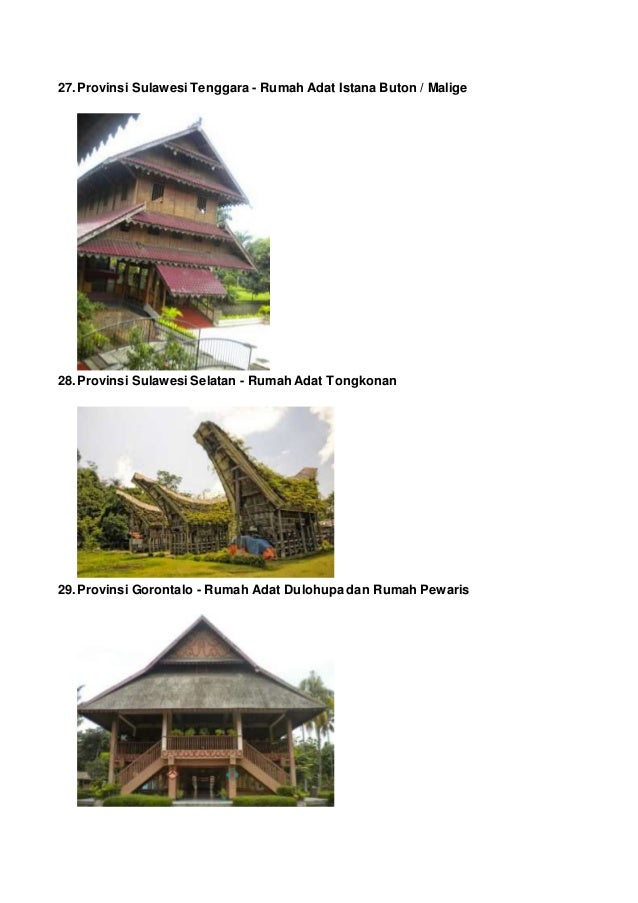 Gambar dan nama rumah adat dari 33 provinsi di indonesia