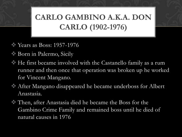 Gambino organized crime family | PPTX | Crime & Harmful Acts to ...