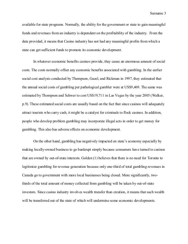 Gambling cause and effect essay outline