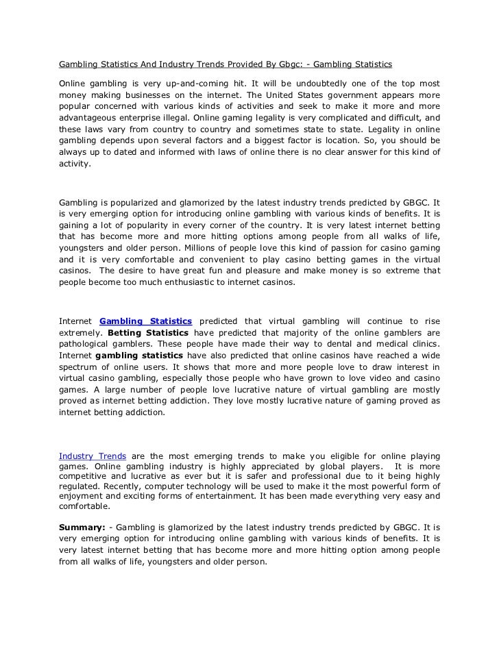Gambling statistics and industry trends provide by gbgc doc (article