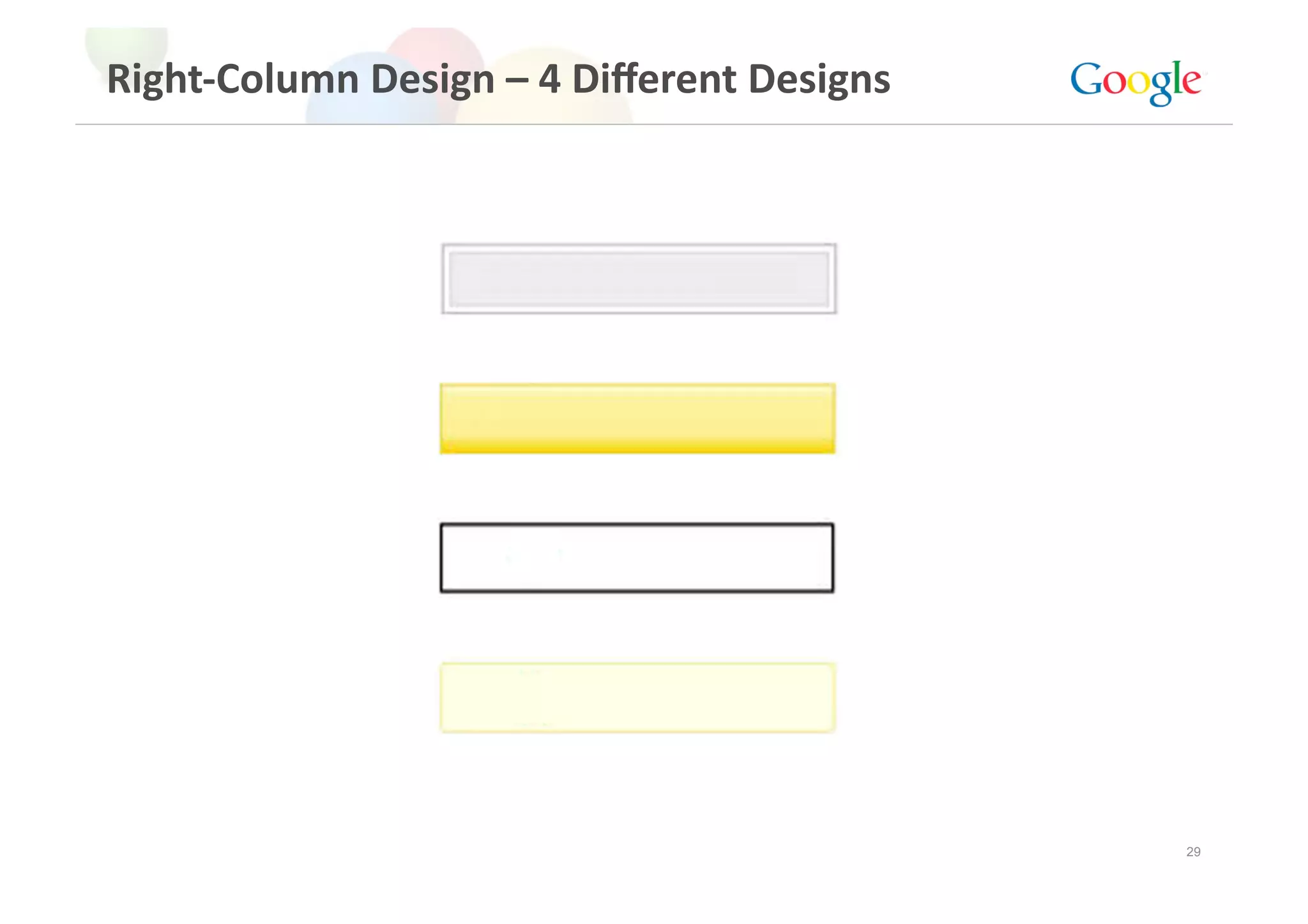 Right‐Column Design – 4 Diﬀerent Designs 




                                            29
 