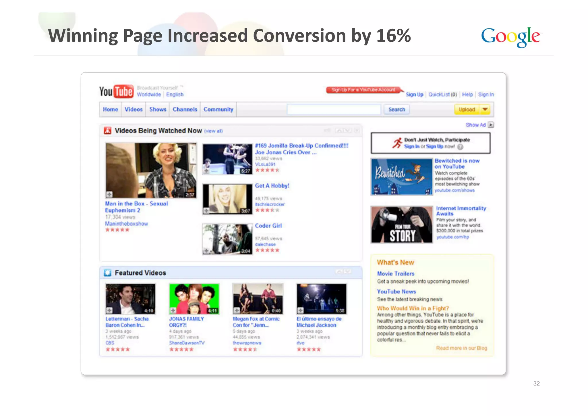 Winning Page Increased Conversion by 16% 




                                            32
 