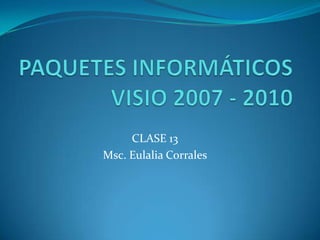 CLASE 13
Msc. Eulalia Corrales
 