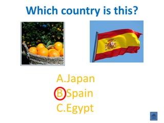 Which country is this?
A.Japan
B.Spain
C.Egypt
 